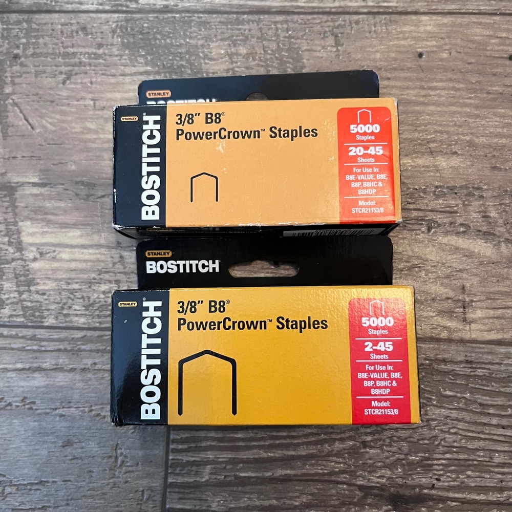 Bostitch B8 PowerCrown 3/8 Inch Staples STCR21153/8 Lot of 2 Boxes‎ Mixed Qty